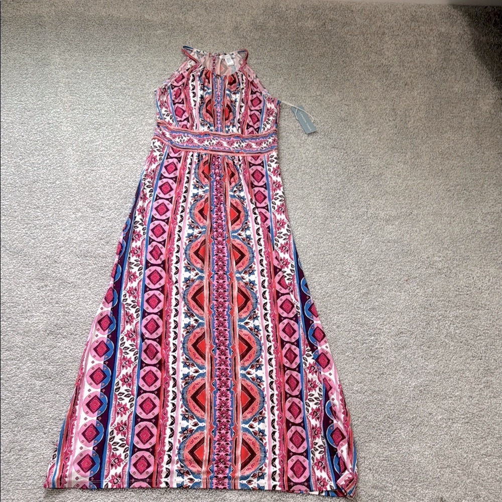 London Times Women's Halter
Neckline Signature Morris  Maxi dress